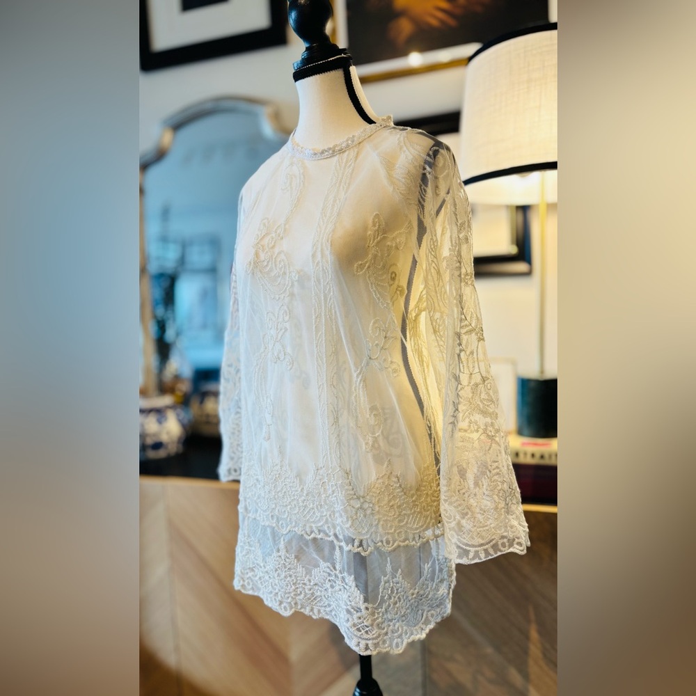 DEX Lace Blouse sz L - Picture 6 of 13